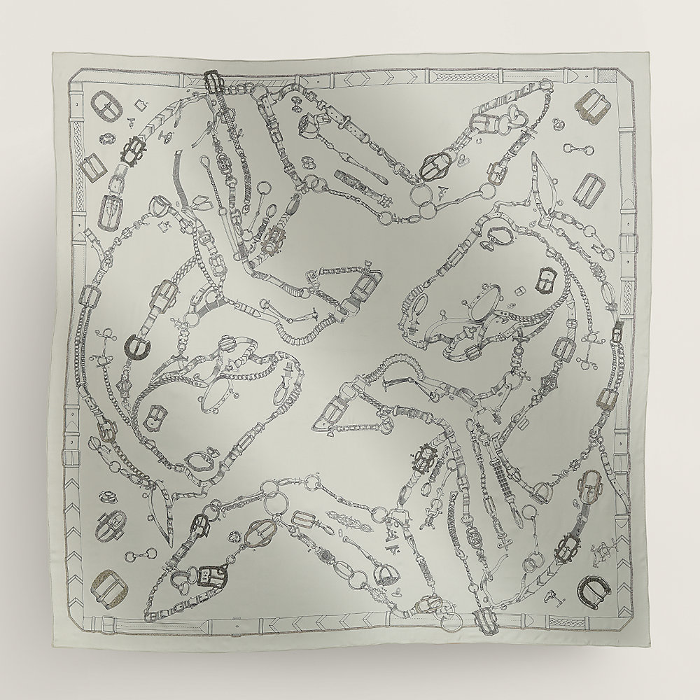 Les Chevaux Dechaines embroidered scarf 140 | Hermès